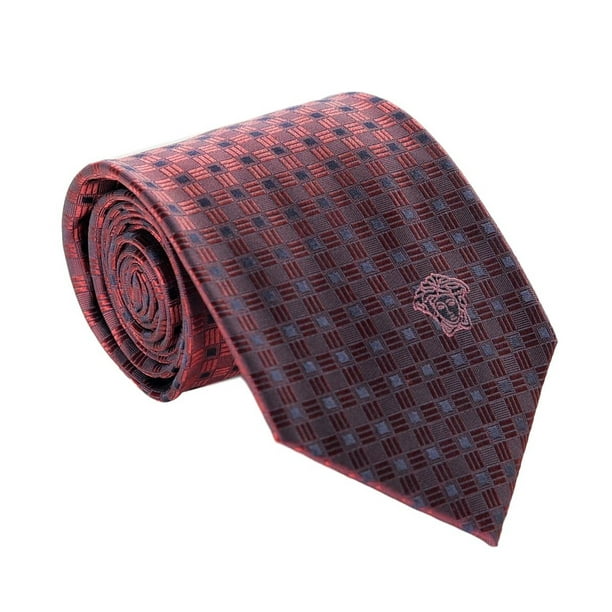 Versace Mens Geometrical Square Patterned Silk Necktie